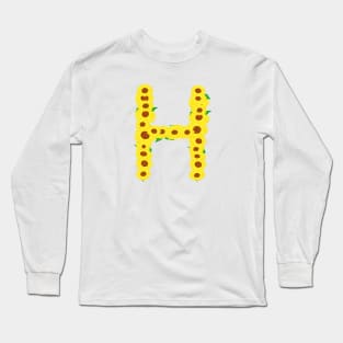 Sunflowers Initial Letter H (White Background) Long Sleeve T-Shirt